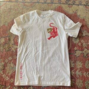 Nike White Tee with Red Tiger and Gold Accents